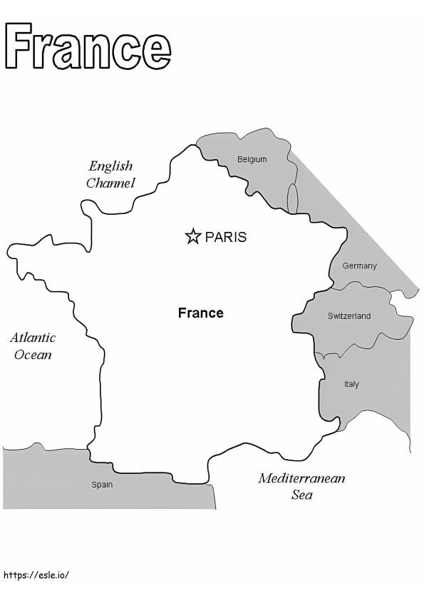 Karte von Frankreich ausmalbilder