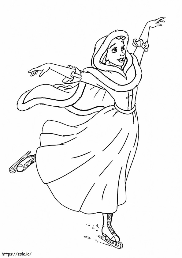 Belle Goes Ice Skating coloring page
