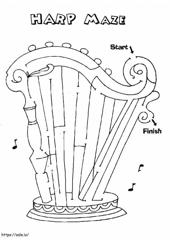 Harp Maze coloring page