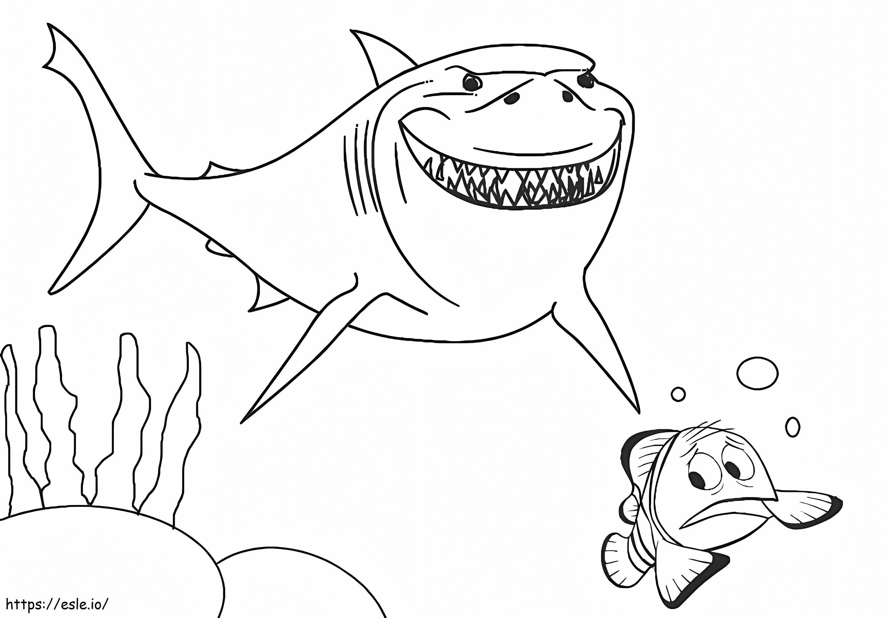 Shark And Nemo coloring page