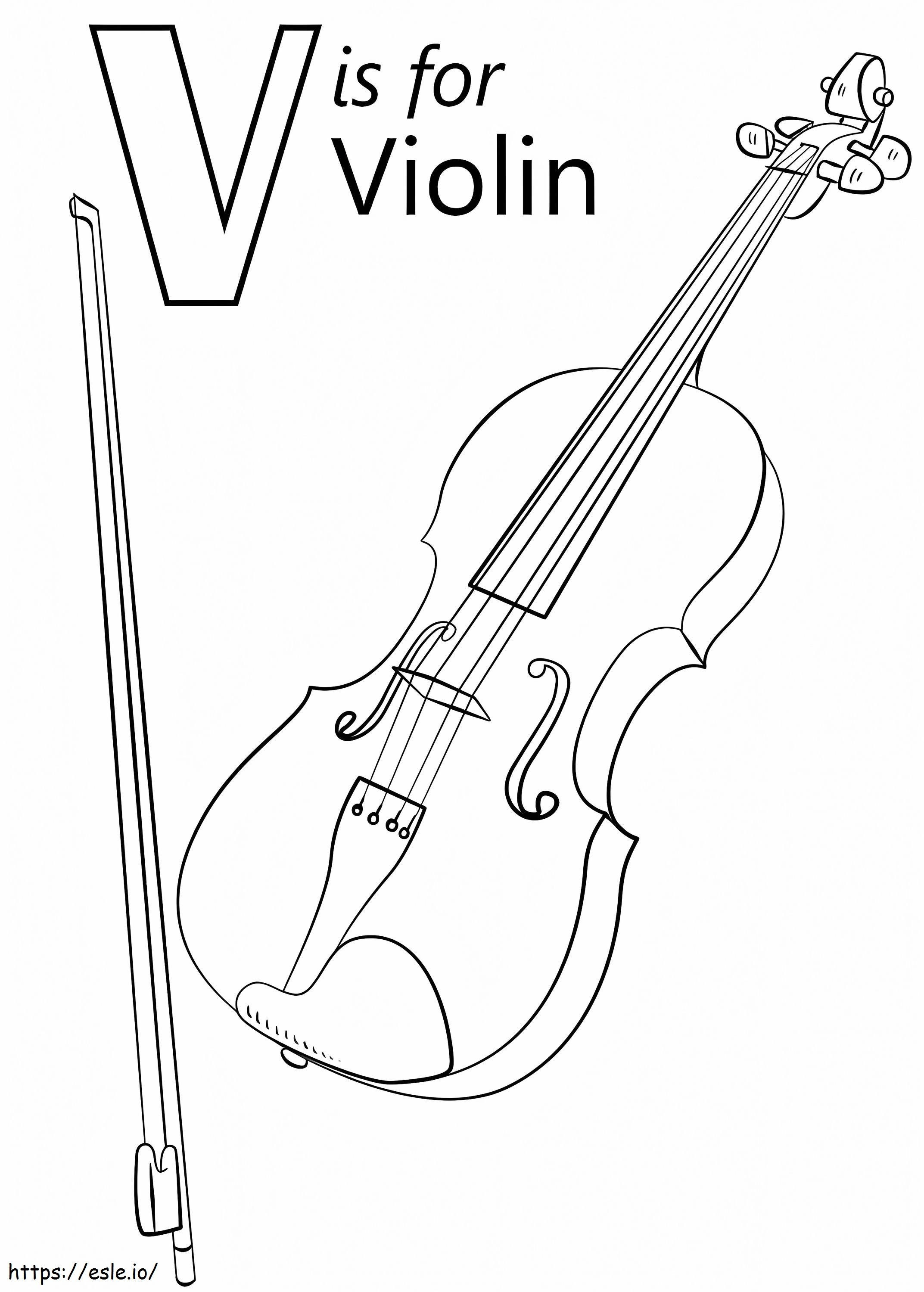 Violin Letter V coloring page