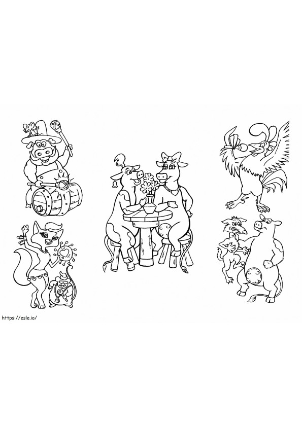 Coloriage Basse-cour de dessin animé à imprimer dessin