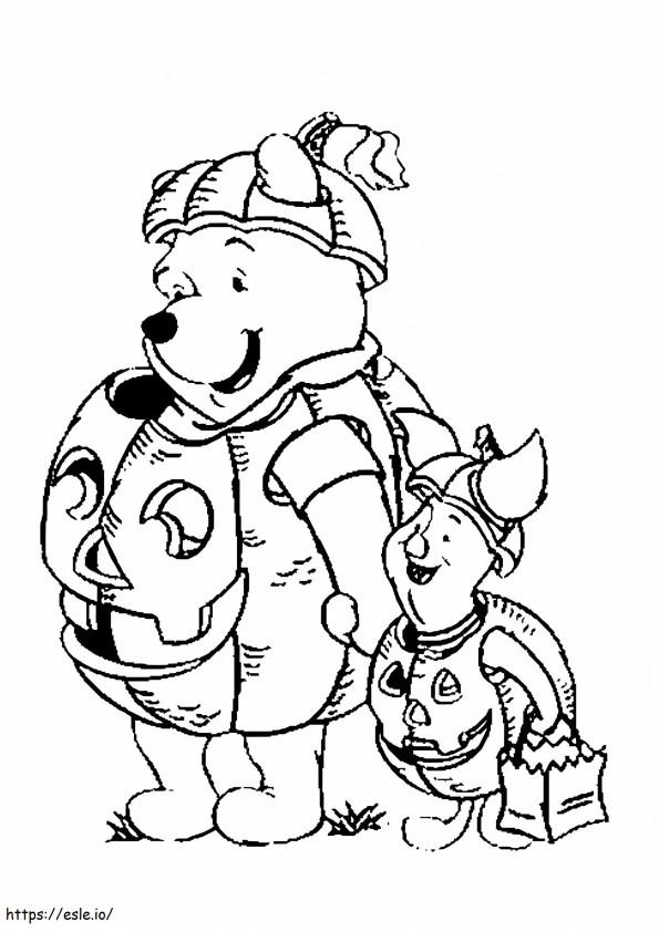 Pooh With Piglet On Halloween coloring page