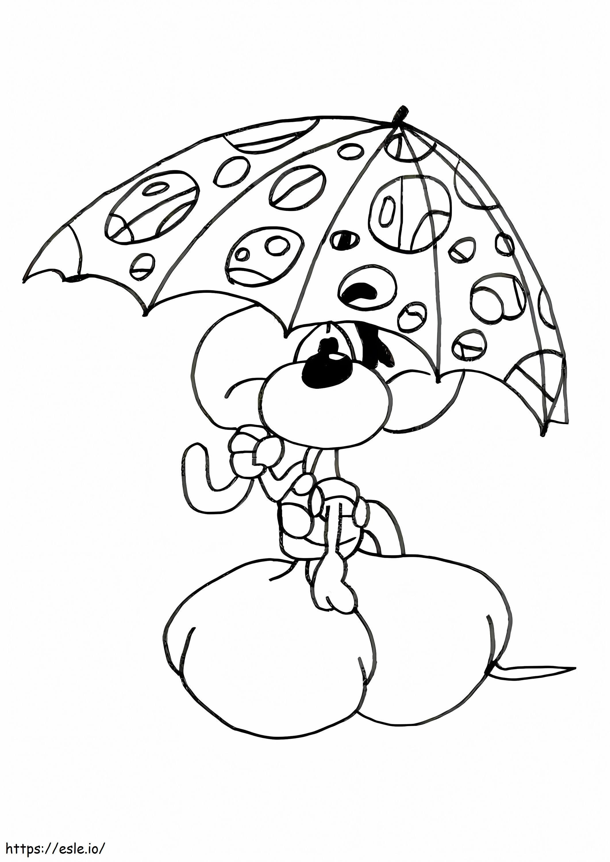Coloriage Diddl avec parapluie à imprimer dessin