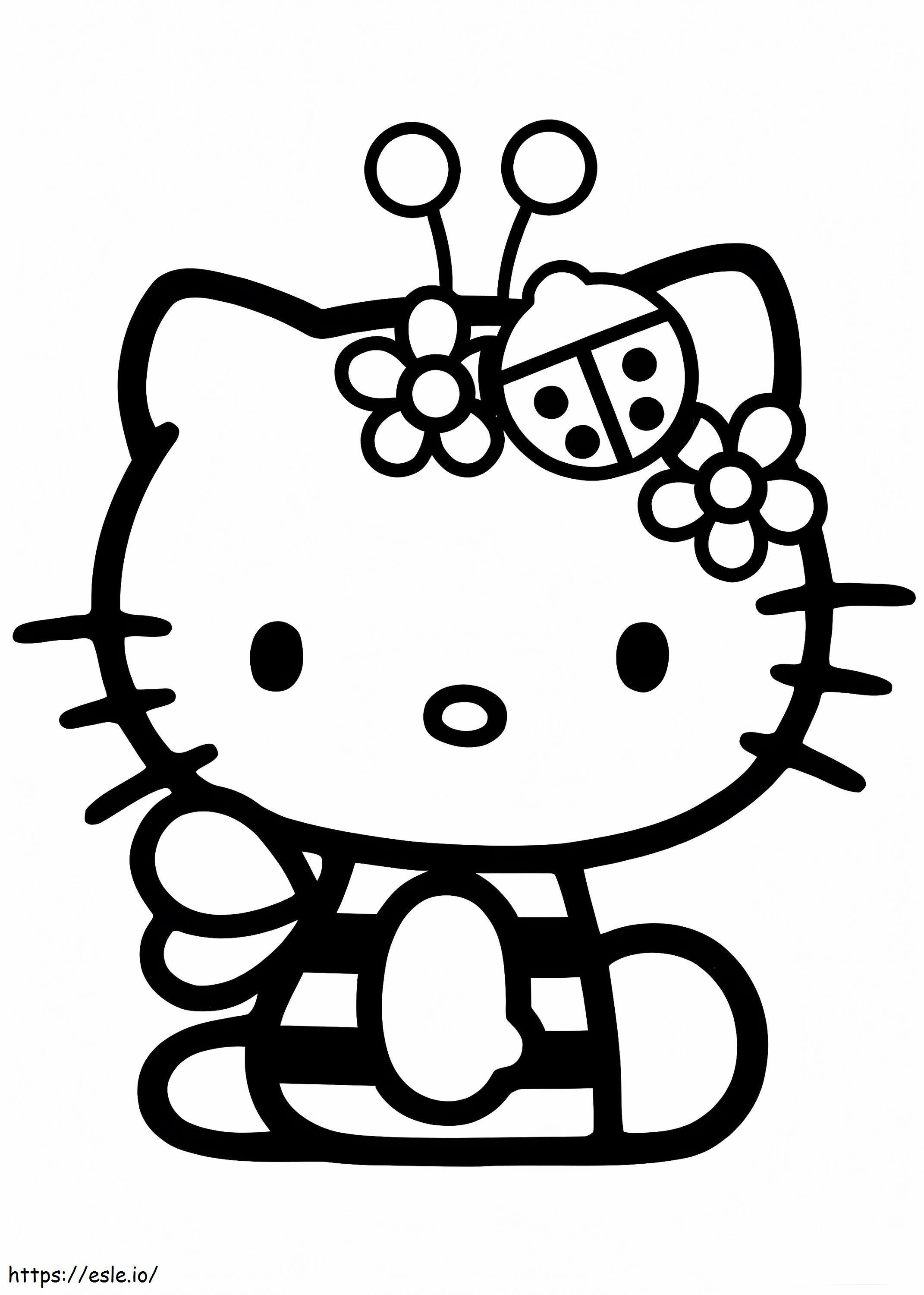 Coloriage Bonjour Kitty Coccinelle à imprimer dessin