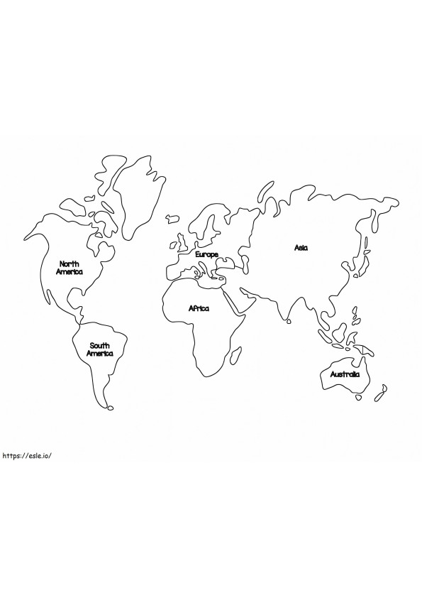 Países do mapa do mundo para colorir para colorir