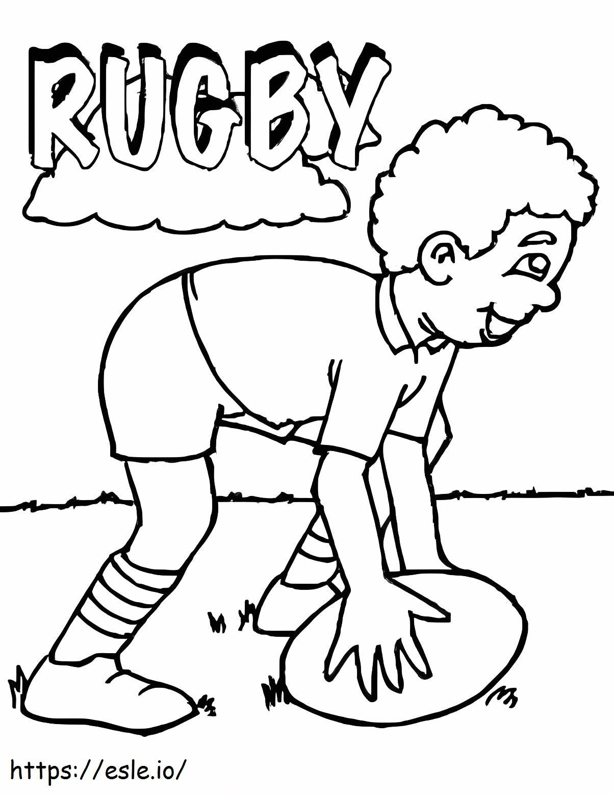 Coloriage Un garçon joue au rugby à imprimer dessin