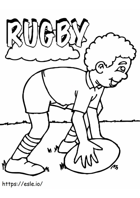 Um menino está jogando rugby para colorir