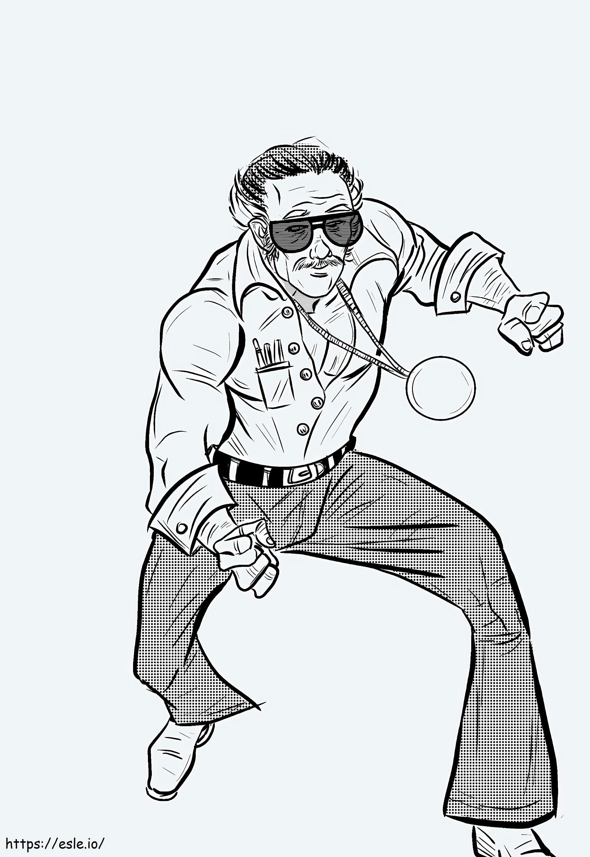 Stan Lee Fighting Scaled coloring page
