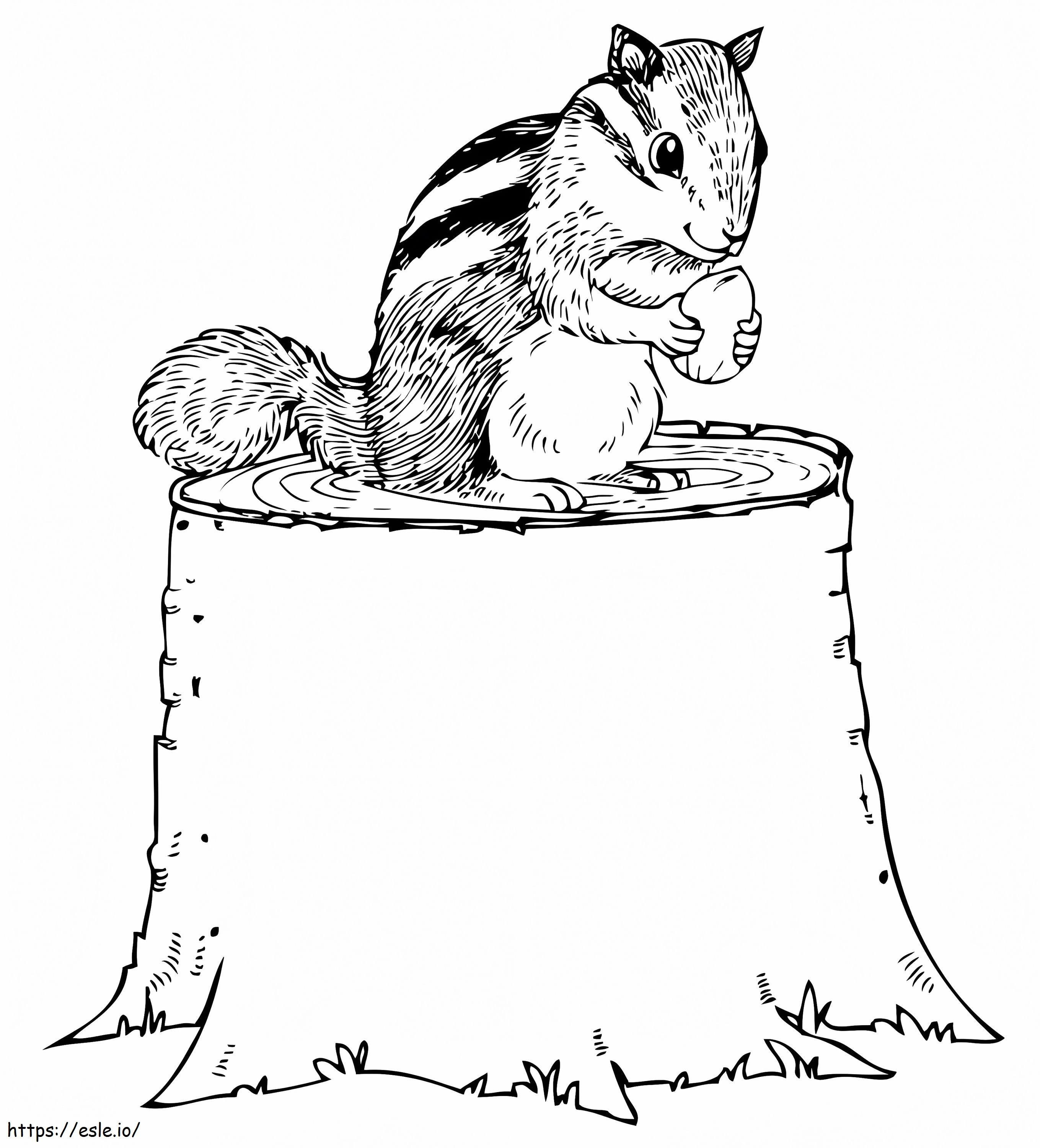 Chipmunk On Tree Stump coloring page