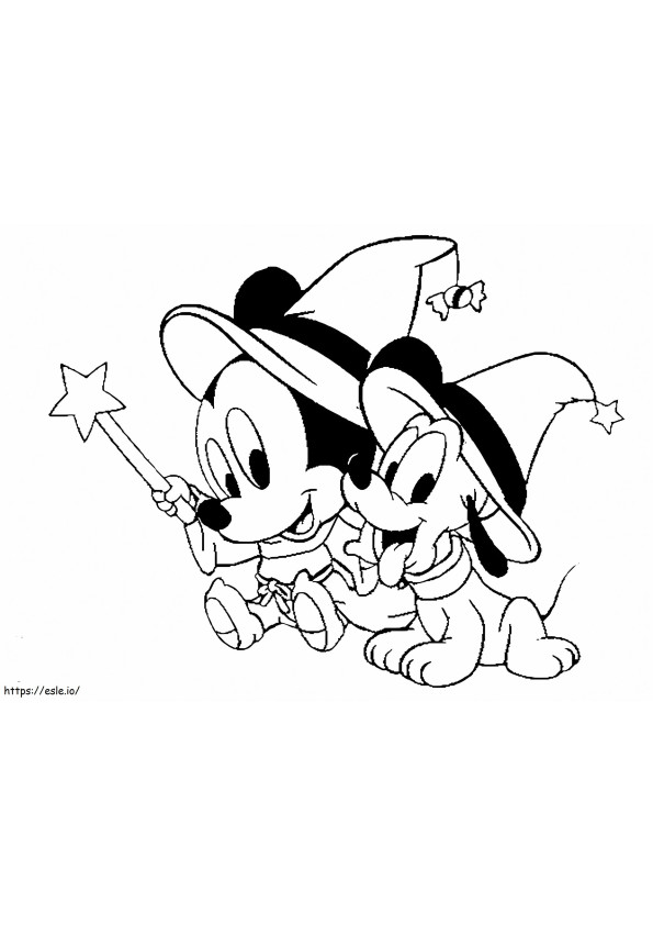 Cute Mickey On Halloween coloring page