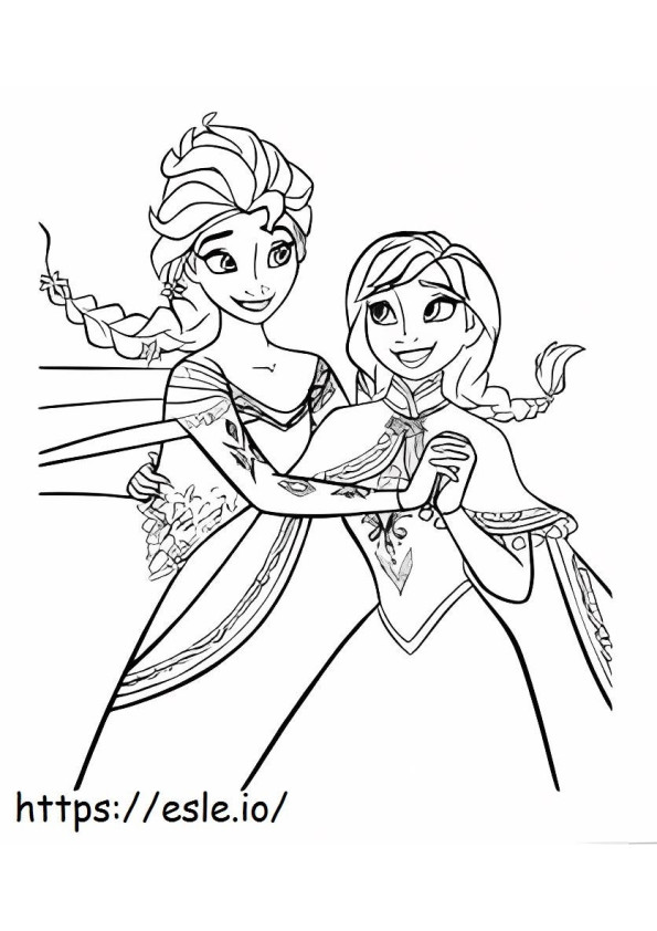 Elsa și Anna 1 de colorat