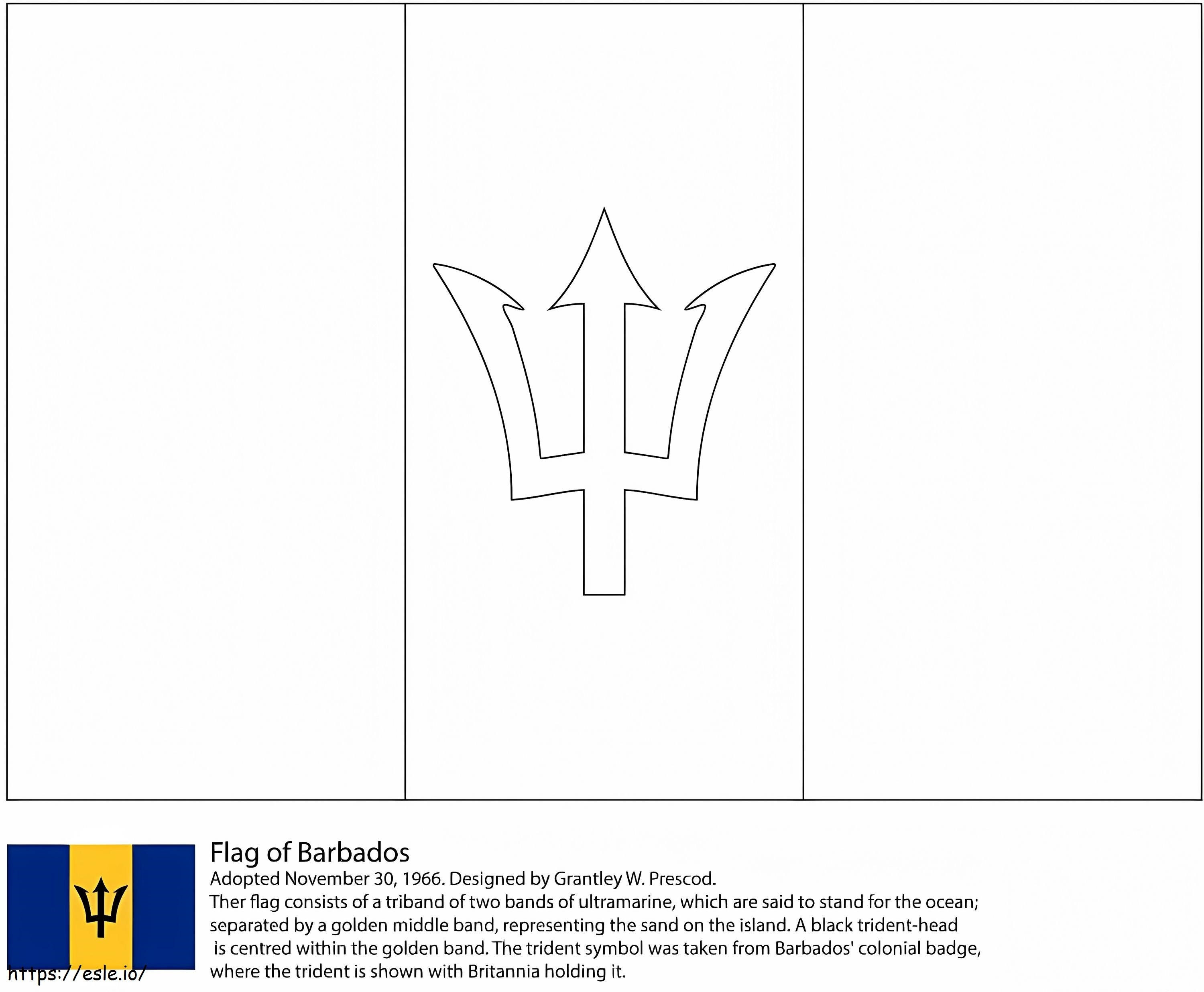 Vlag van Barbados 1 kleurplaat kleurplaat
