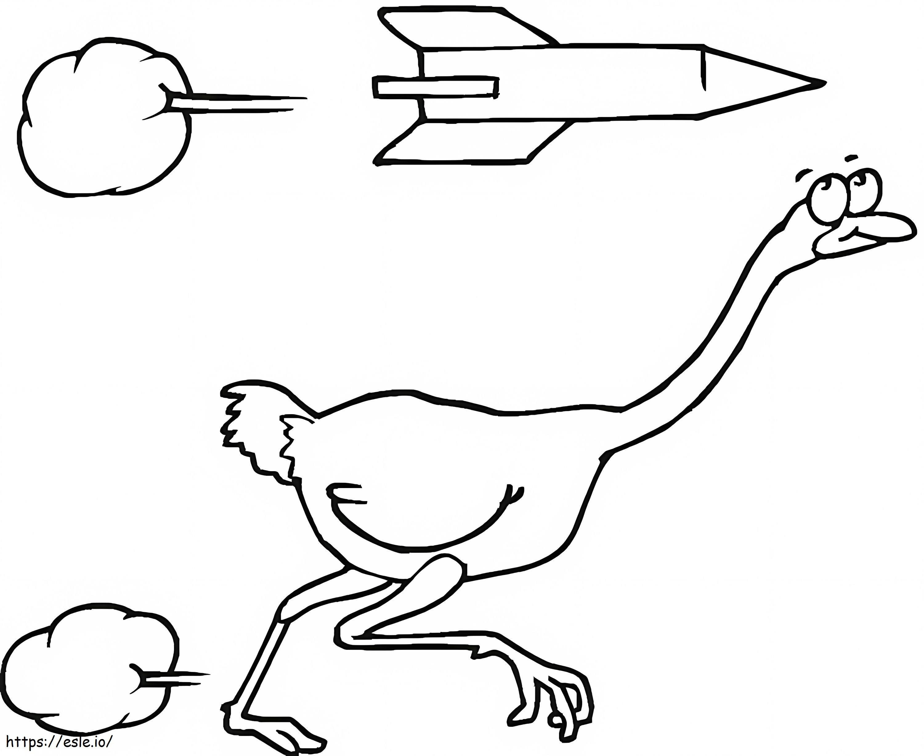 Struisvogel En Raket kleurplaat kleurplaat