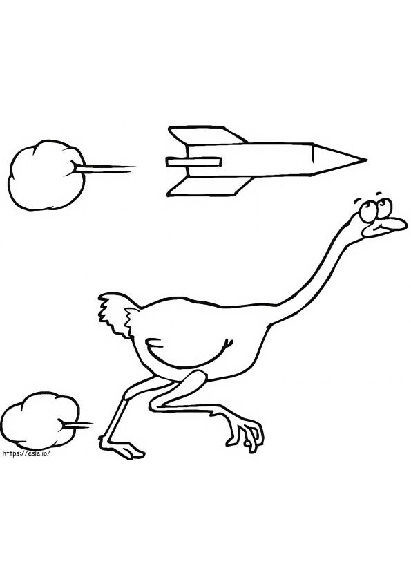 Ostrich And Rocket coloring page