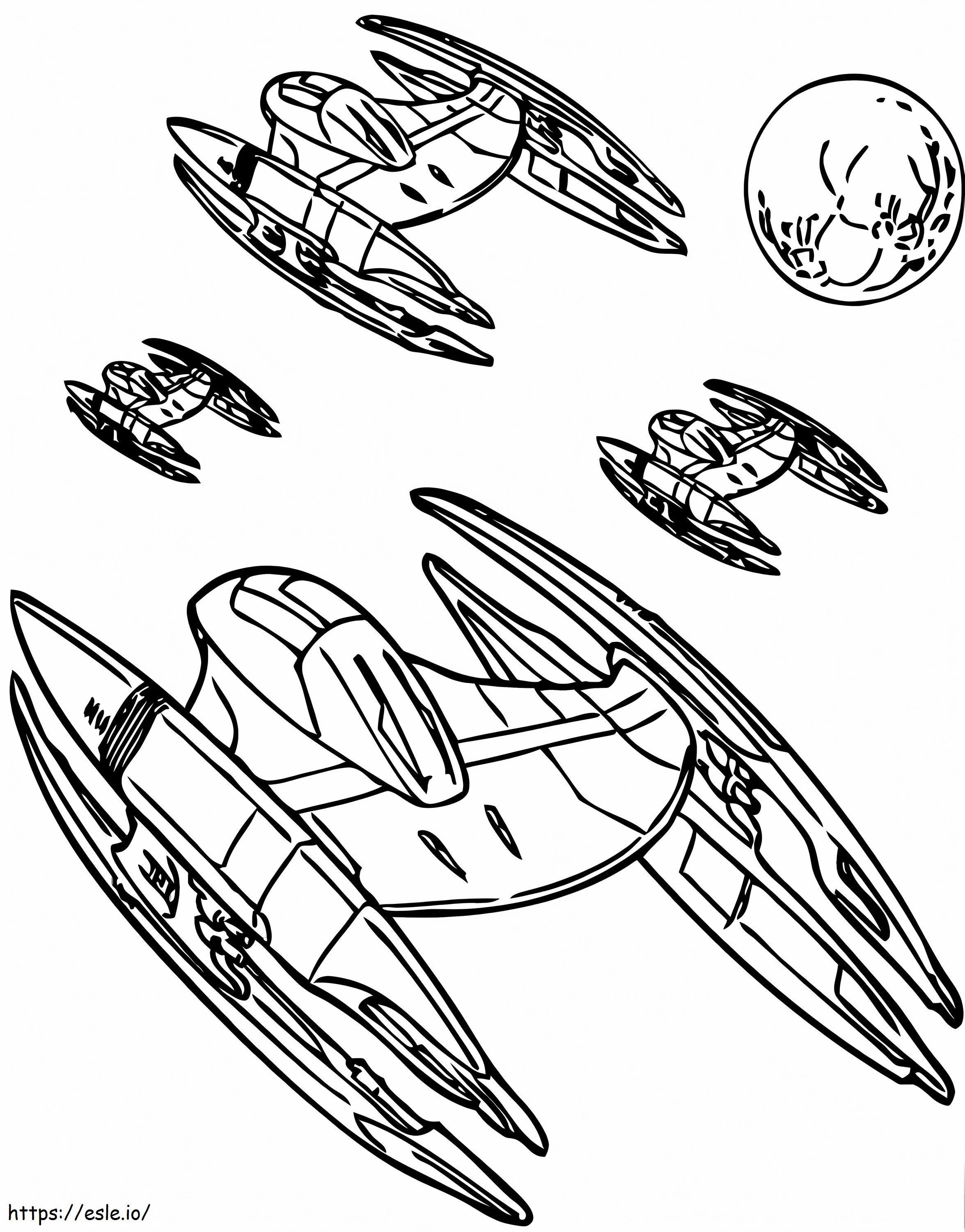 Trade Federation Spaceships A4 coloring page