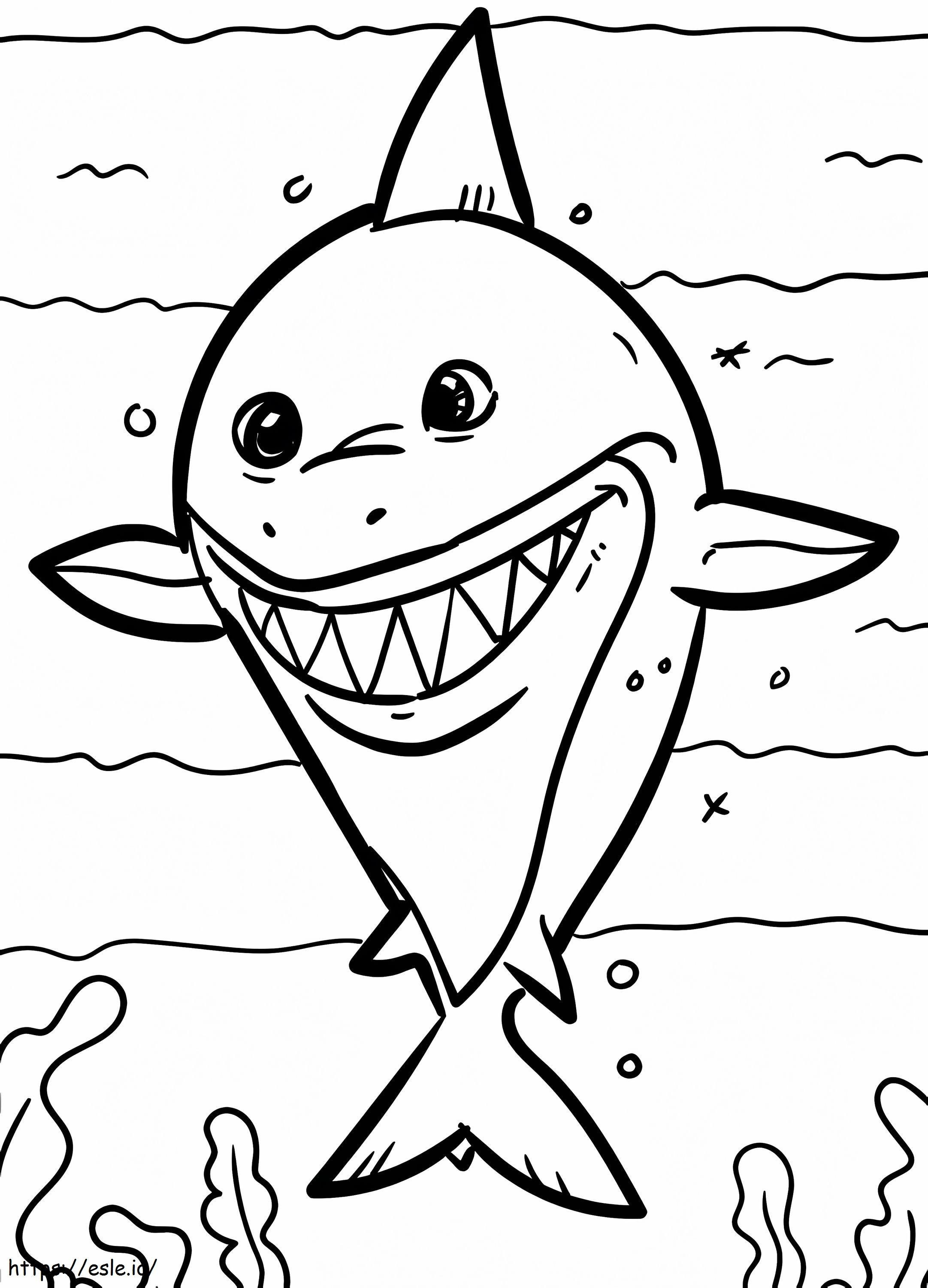 mutlu karikatür köpekbalığı boyama