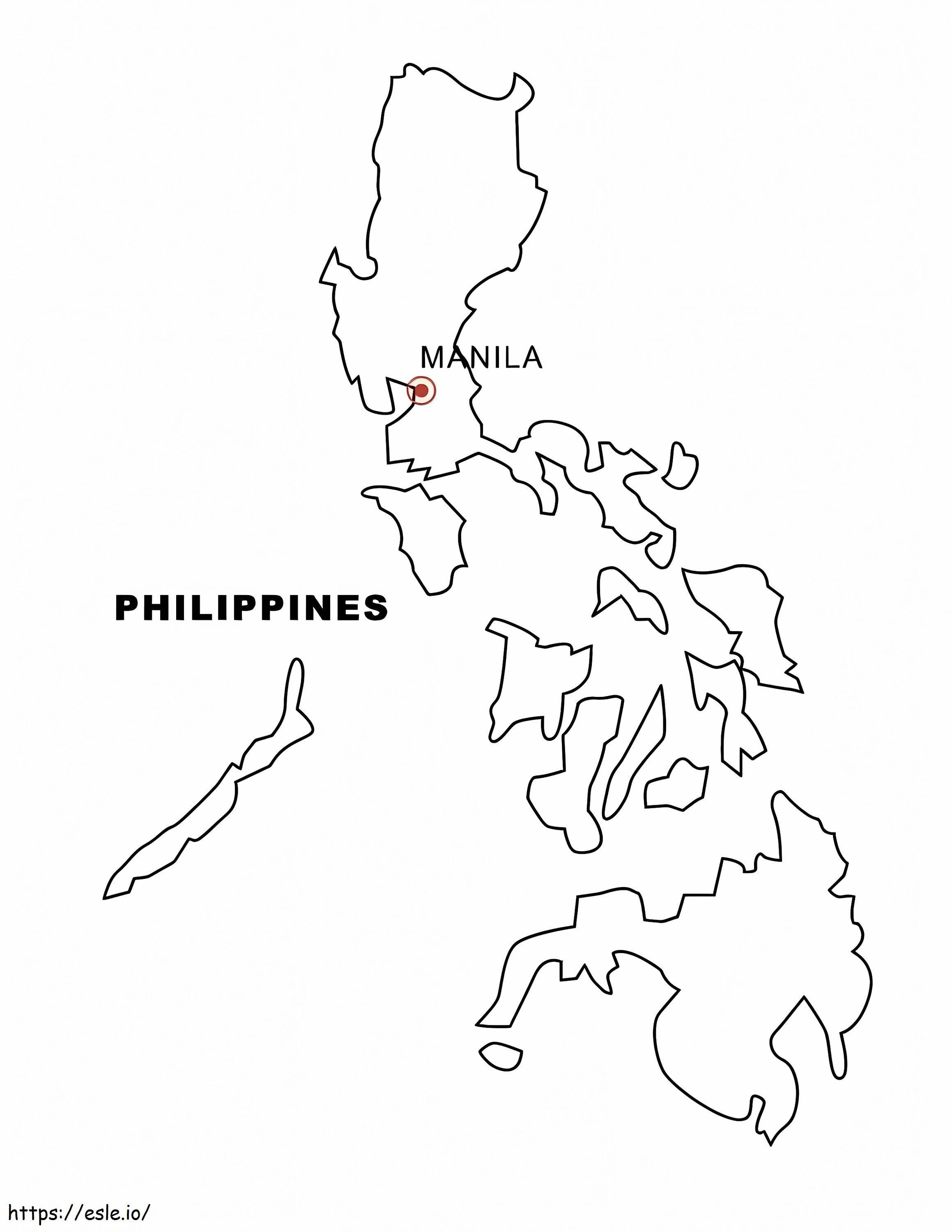 Filipinas Mapa 2 para colorear