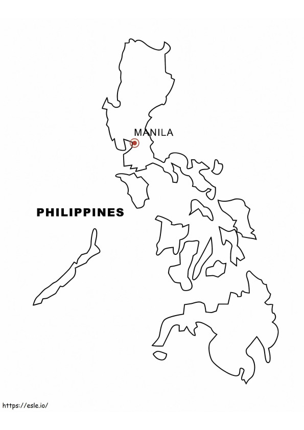Filipinas Mapa 2 para colorear