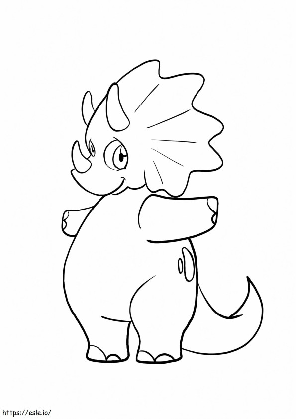 Simpatico triceratopo in piedi da colorare
