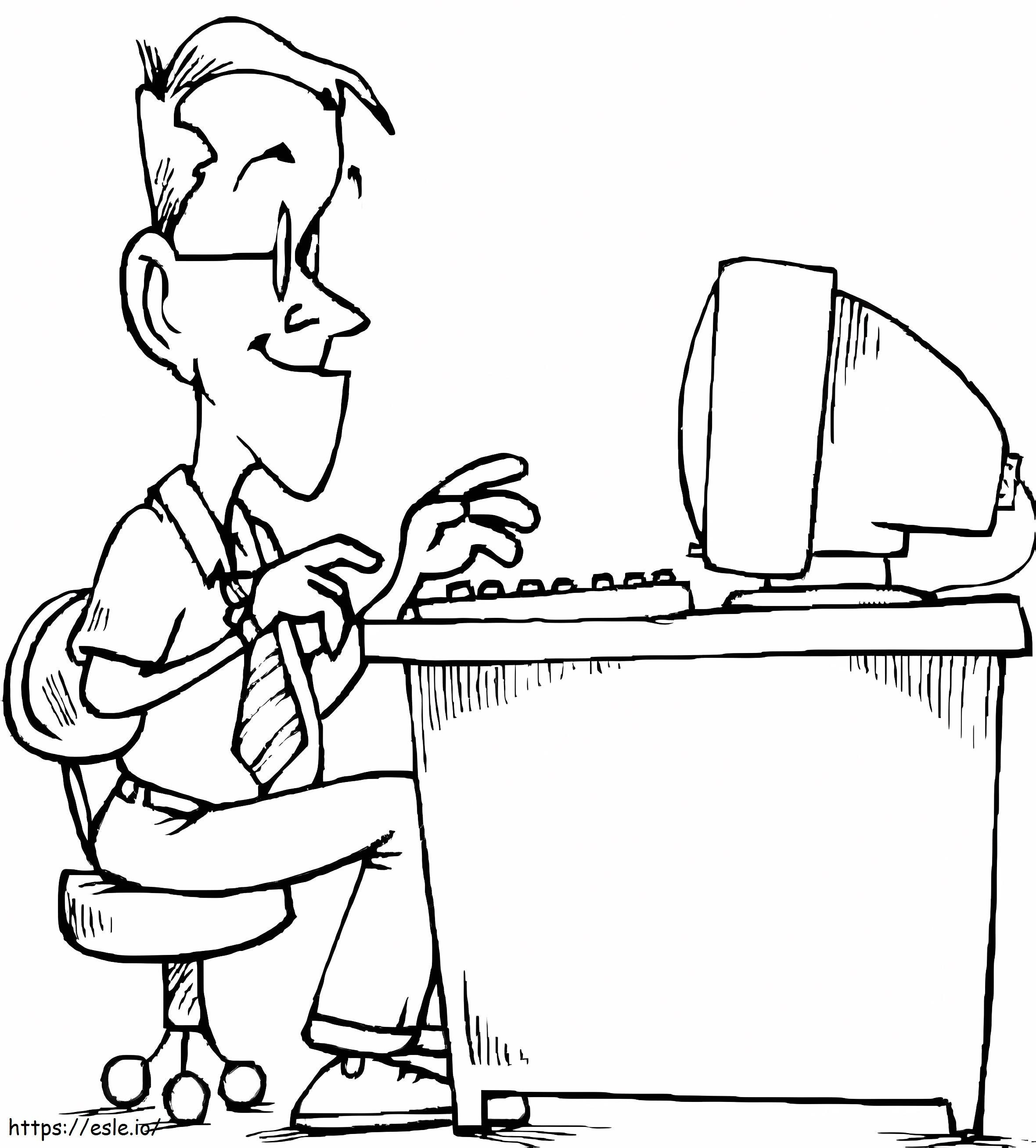 Man With Computer coloring page