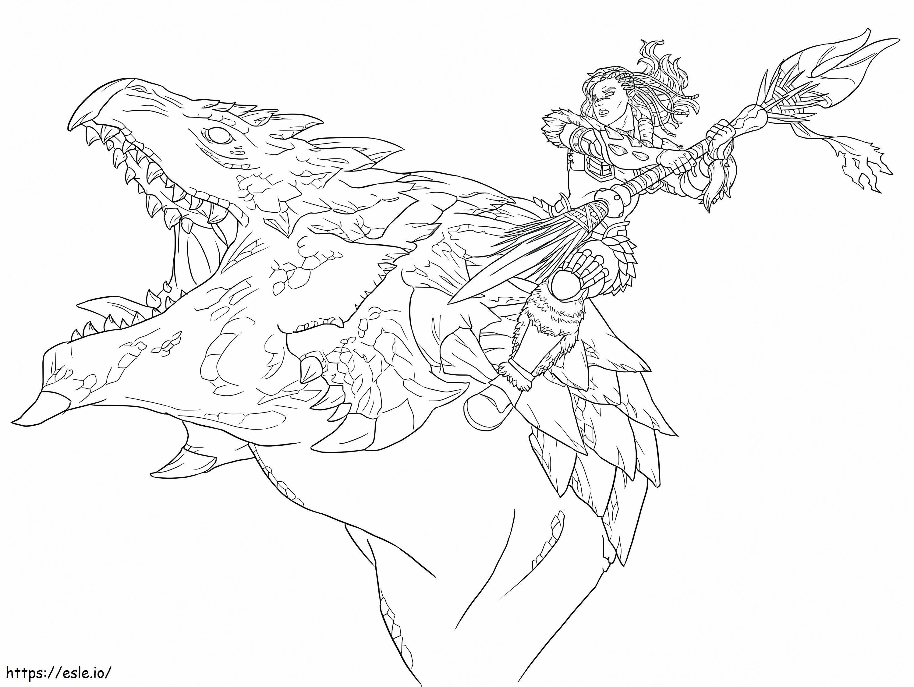 Monster Hunter Attack Monster coloring page
