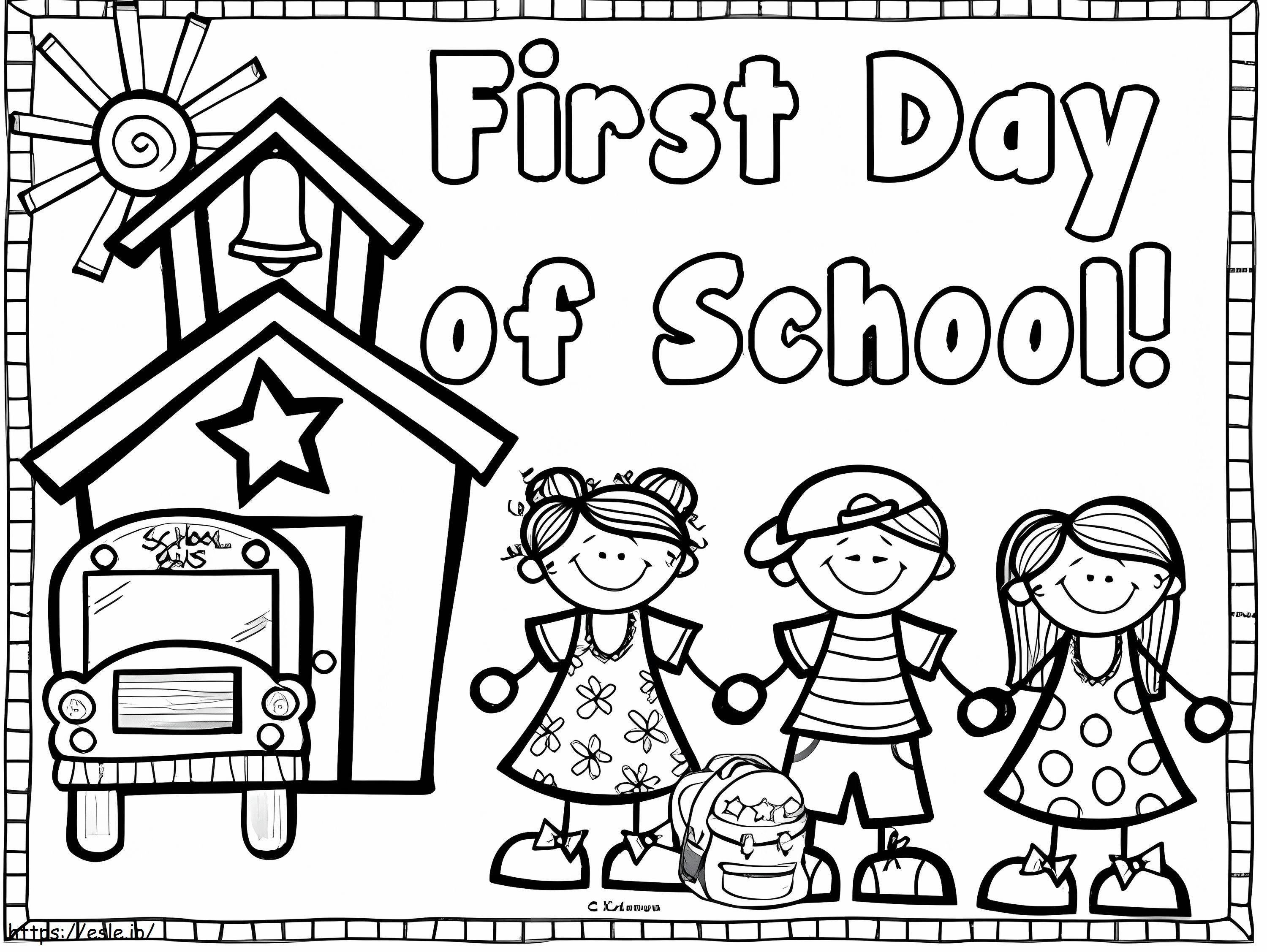 First Day At Kindergarten coloring page