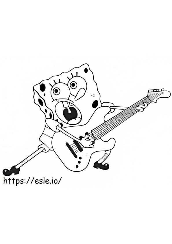 Sponge Bob speelt gitaar kleurplaat