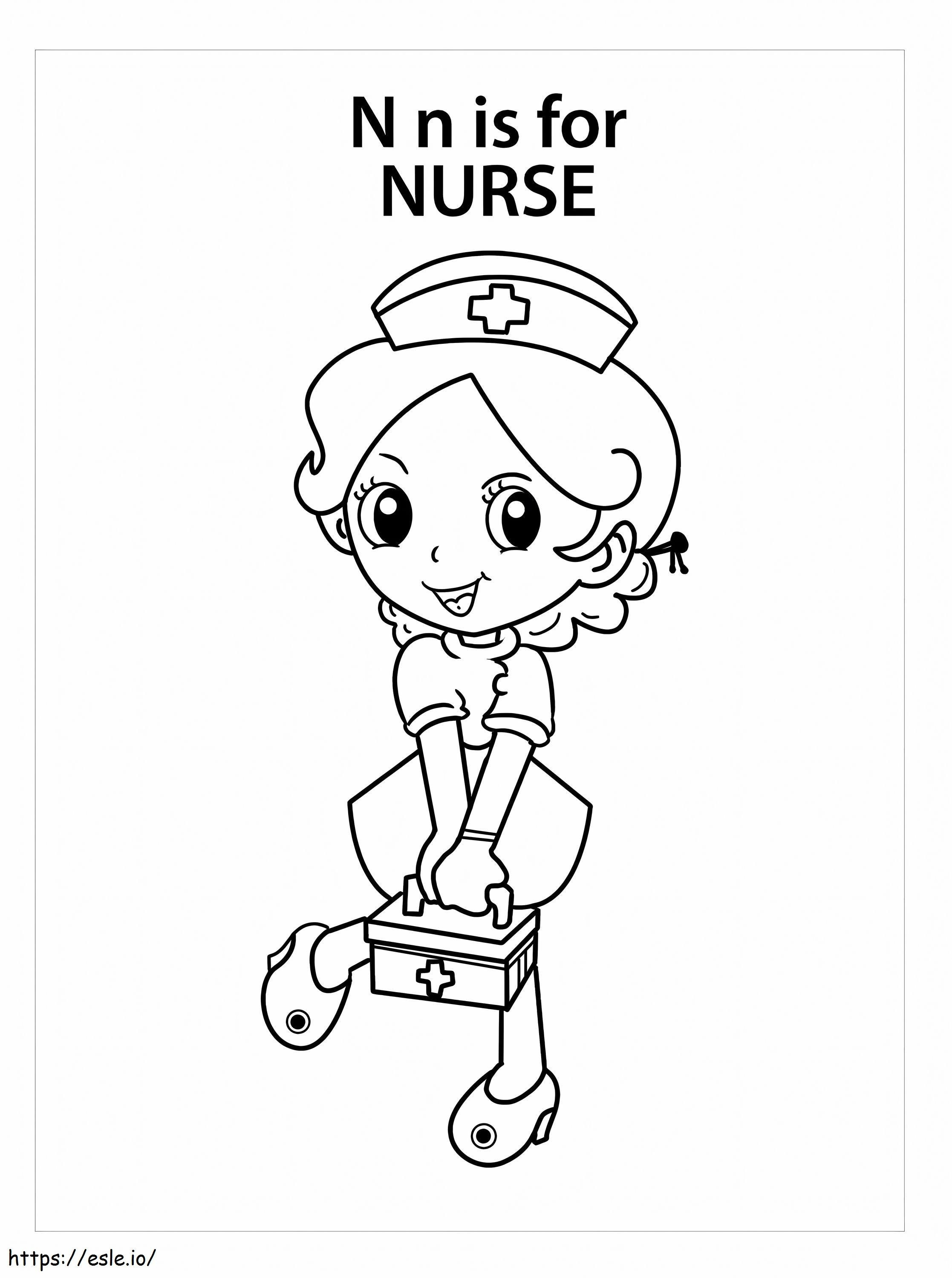 De letter N is voor verpleegster kleurplaat kleurplaat