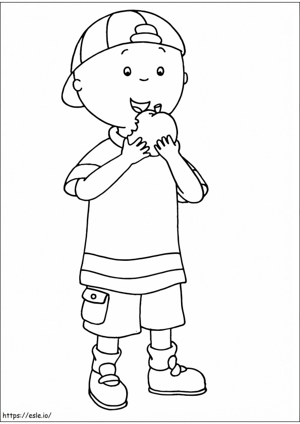  Caillou Eating Apple A4 ぬりえ - 塗り絵