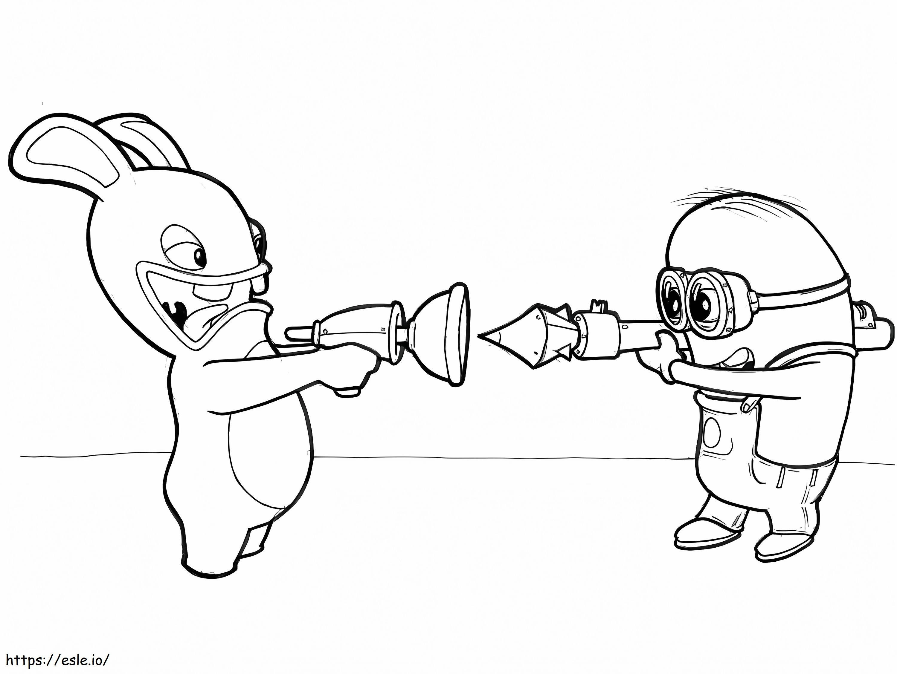 Minion And Raving Rabbids coloring page