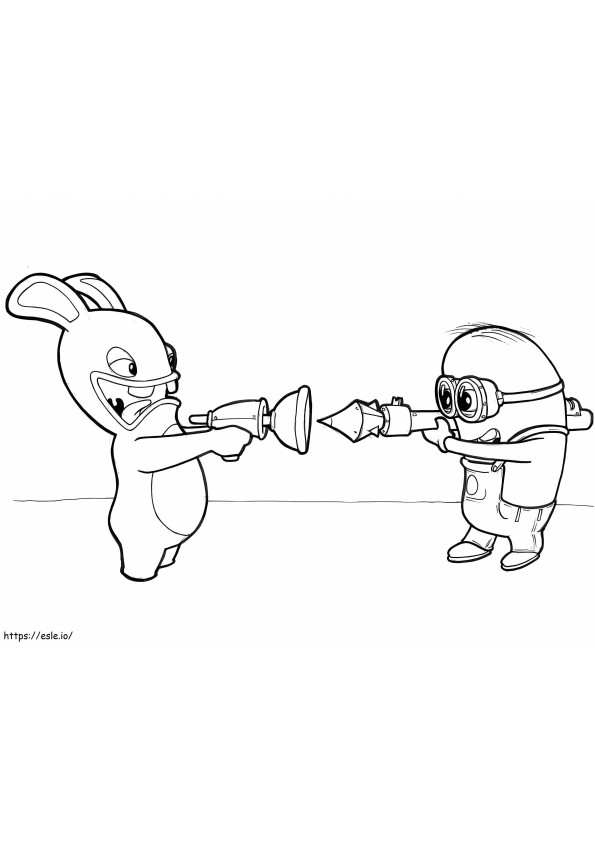 Minion And Raving Rabbids coloring page