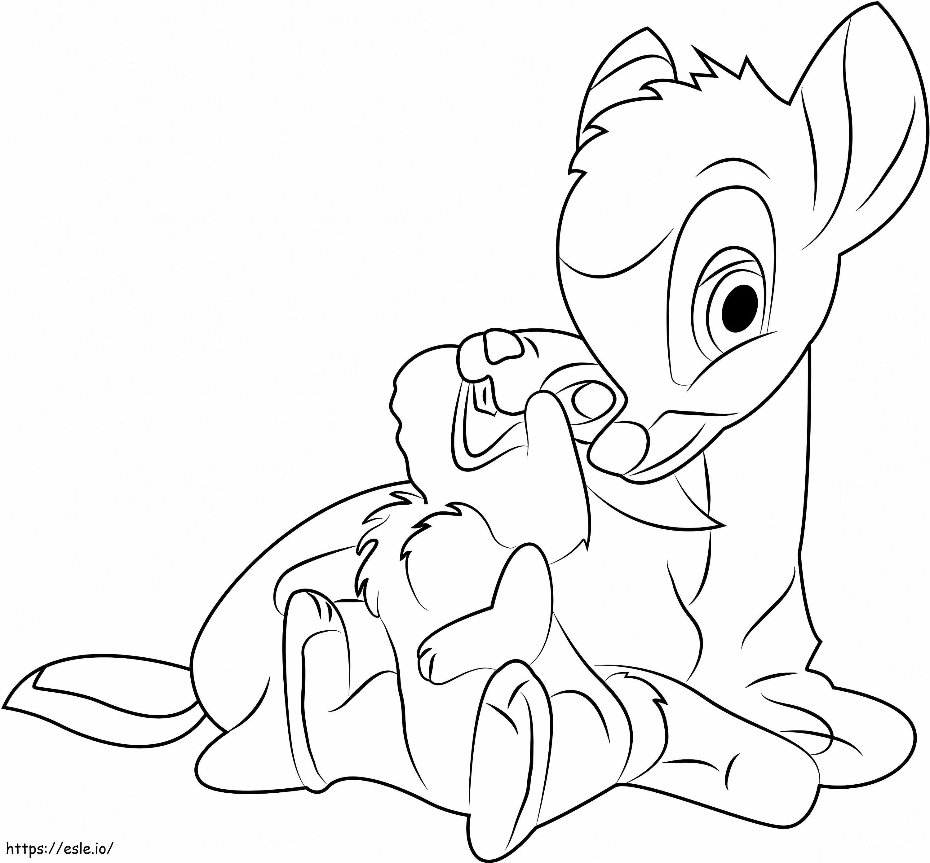 Bambi And Thumper A4 coloring page