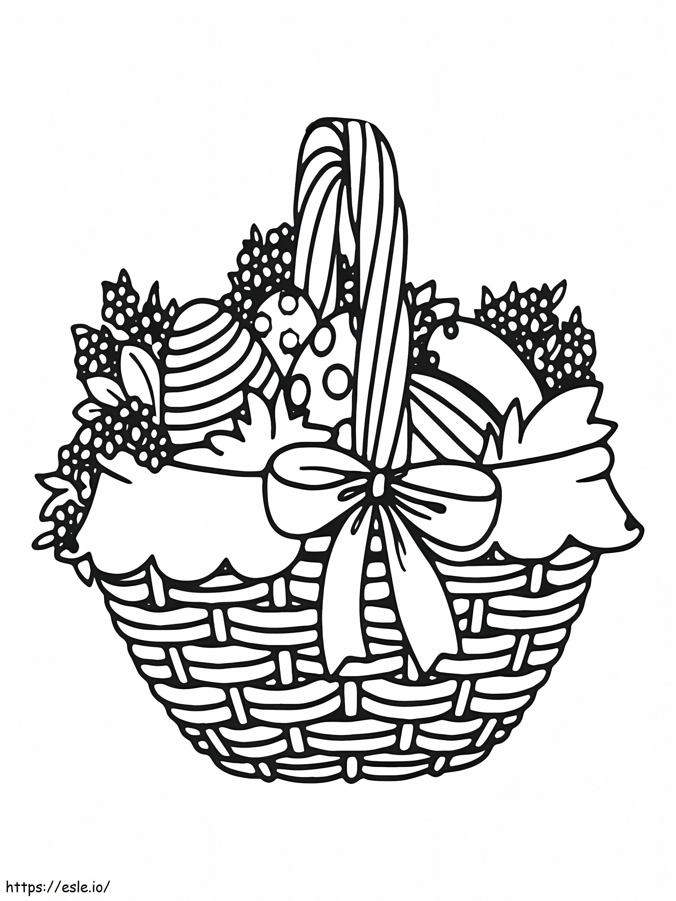 Ovos de Páscoa em linda cesta para colorir