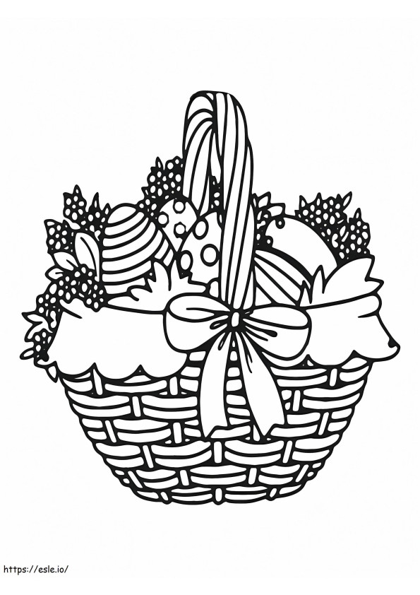 Coloriage Oeufs de Pâques dans un beau panier à imprimer dessin