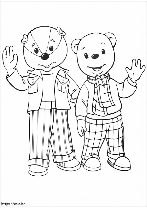 Rupert Bear y un amigo divertido para colorear