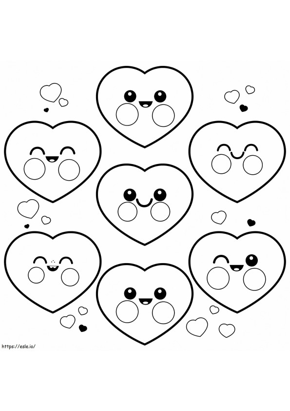 Cute Hearts coloring page