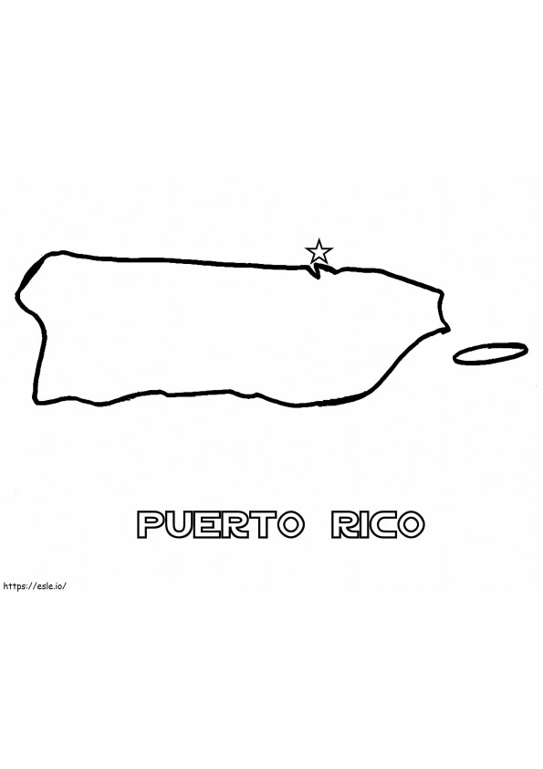 Kaart van Puerto Rico kleurplaat