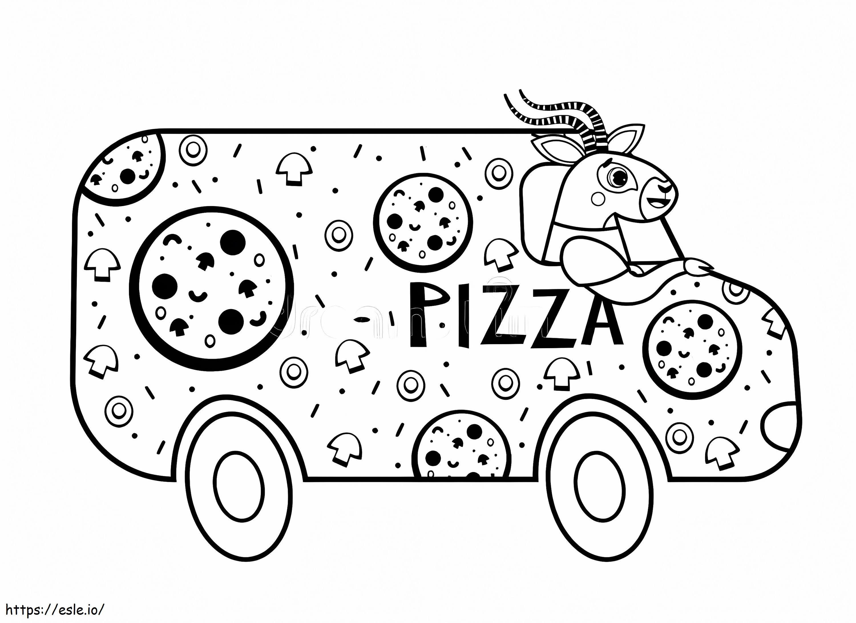Camion cu pizza de colorat