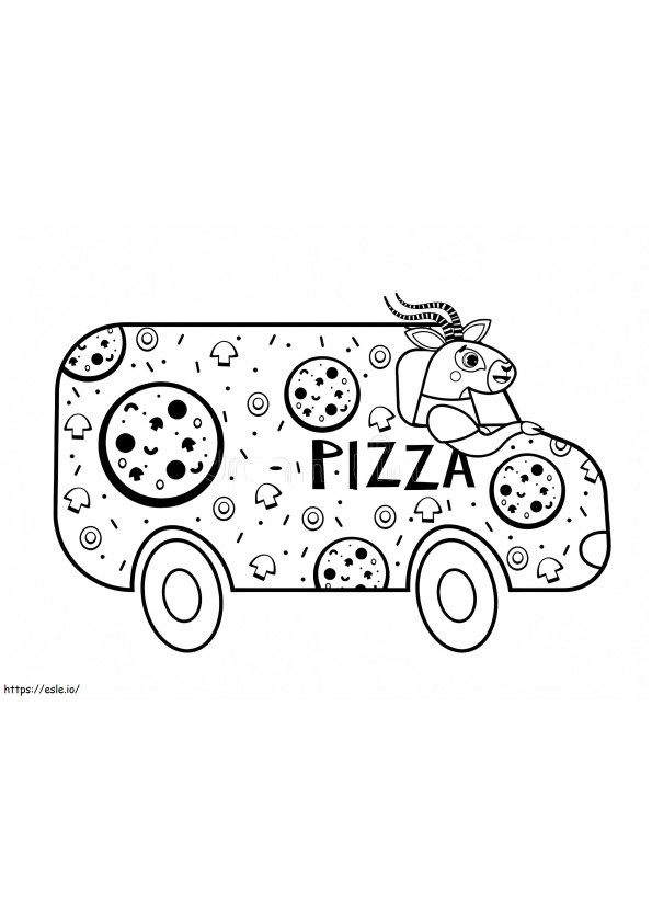 Pizza-auto värityskuva