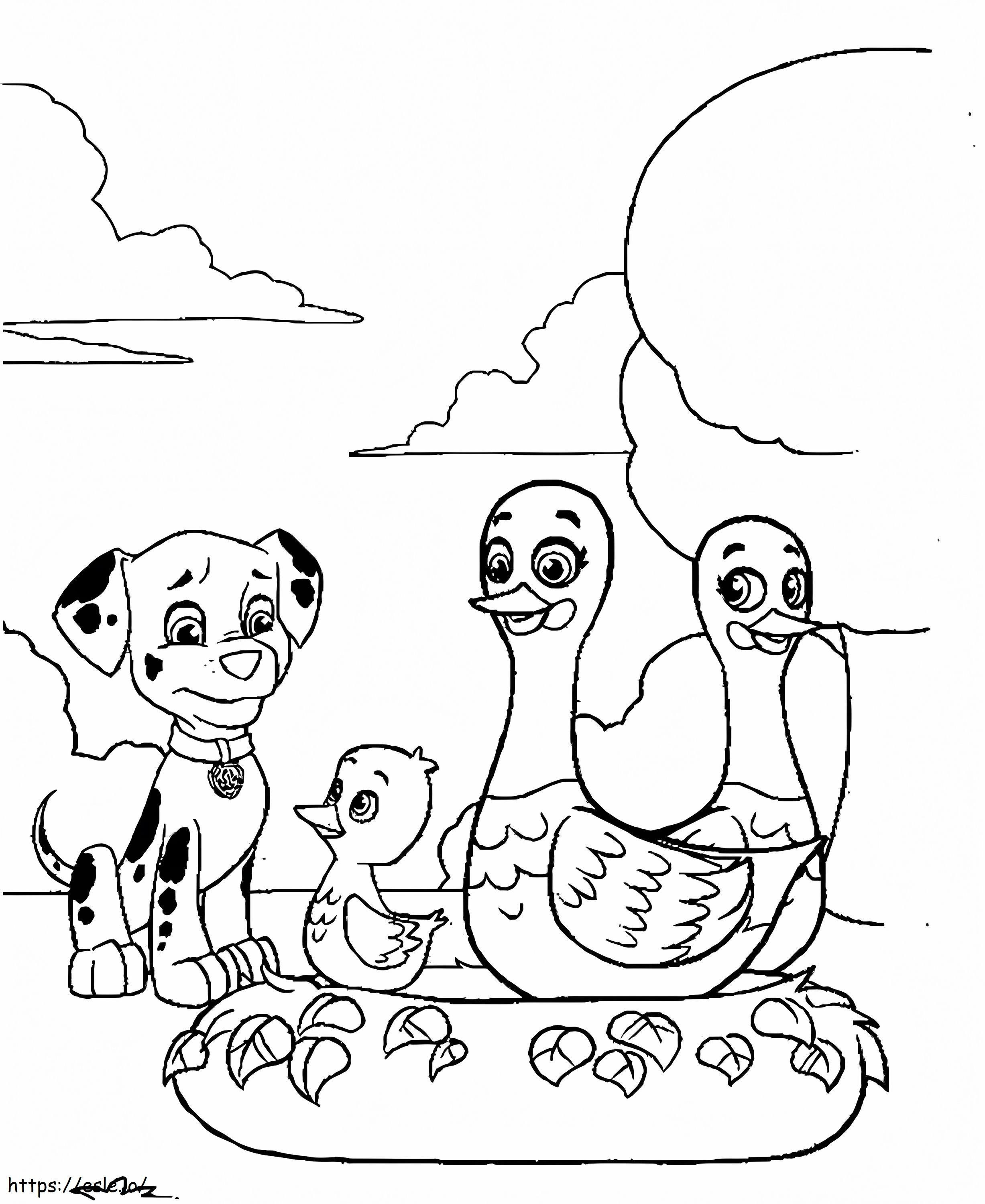 Paw Patrol Marshall With Duck coloring page