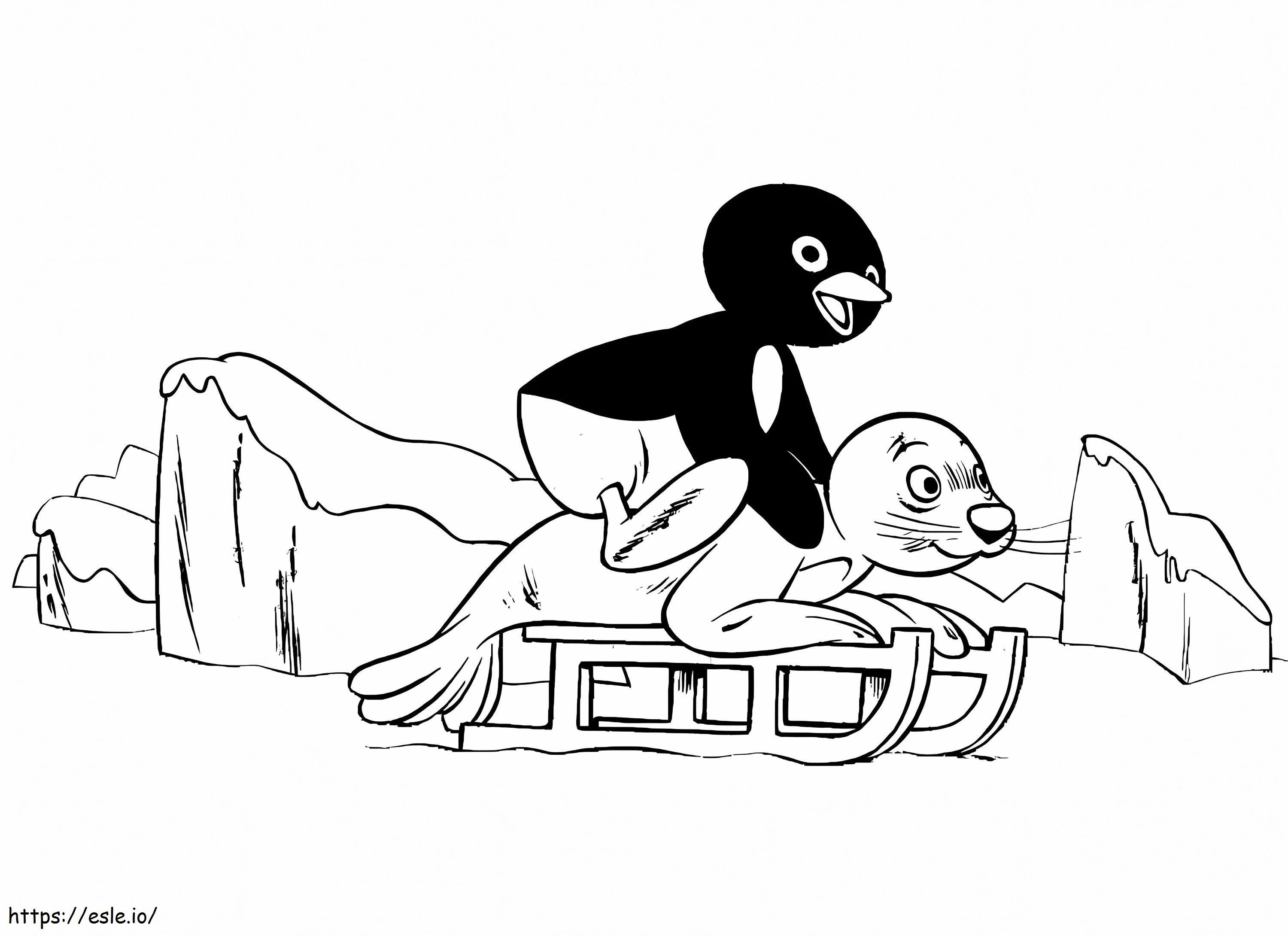Pingu Having Fun coloring page