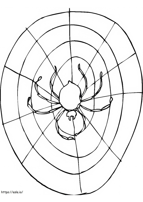Hämähäkki verkossa värityskuva