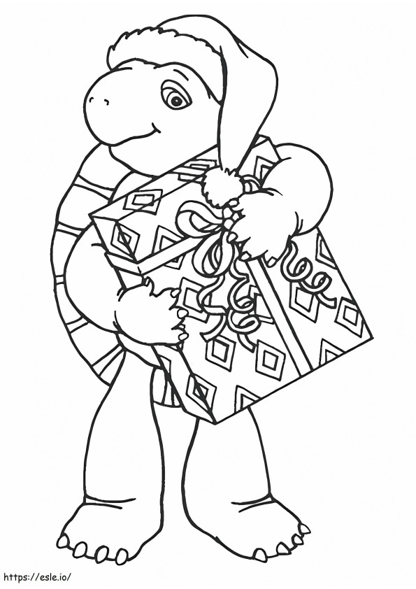 Franklin With A Gift A4 coloring page