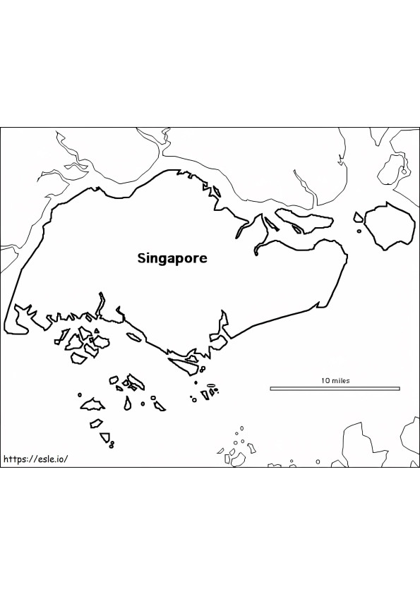 Mapa de Singapur 1 para colorear