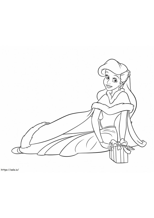Coloriage Princesse Ariel Disney Noël à imprimer dessin