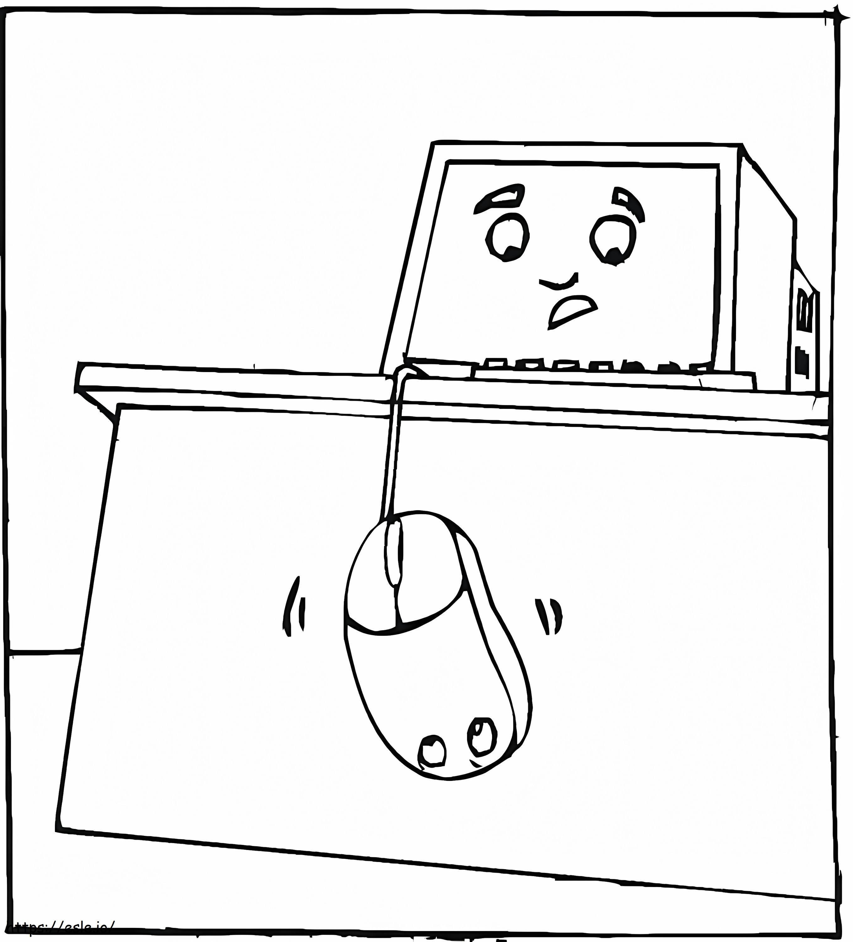 Computer And Mouse coloring page
