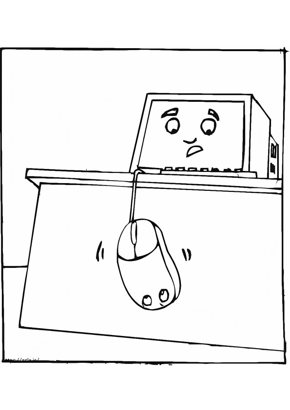 Computer And Mouse coloring page
