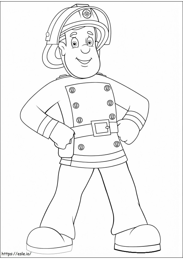 Happy Fireman Sam coloring page