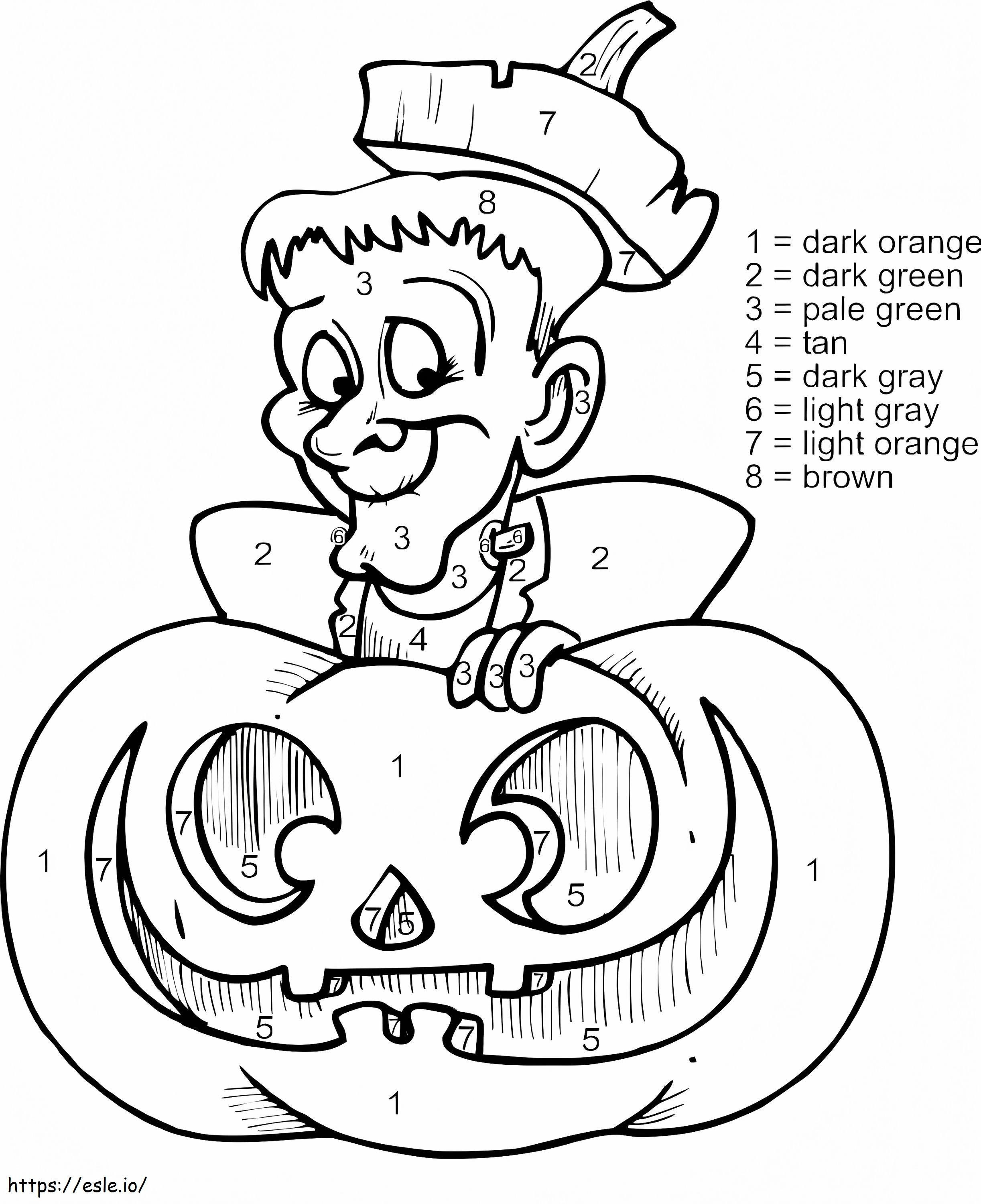 Colorear por Números Frankenstein de Halloween para colorear